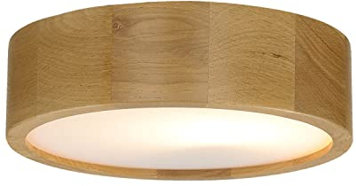 Deckenleuchte Holz Glas Eiche Treppenhaus Flur Ø27 cm E27 rund wohnlich gemütlich blendarm Moderne Deckenlampe Wohnzimmer ARBARO