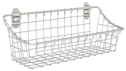 Spectrum Diversified Vintage Cabinet Door & Wall Mount Basket Kitchen Pantry Bath & Entryway Storage Organizer Tray Bin, Small, Silver
