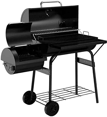 KDKDA Parrilla de carbón con Offset Estufa Fumador barbacoa for los hogares de más de 5 personas Villa grande Patio comerciales al aire libre de interior sin humo del carbón de leña parrilla de la bar