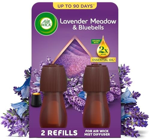 Air Wick Essential Mist Twin Refills, Relaxing Lavender, Pack 2 x 20ml, Natural Essential Oils, Last up to 90 days, Packaging may vary