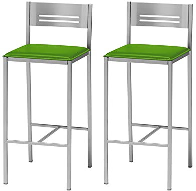 ASTIMESA Dos Taburetes Alto de Cocina 60 cms Polipiel Verde (TAB60VE)