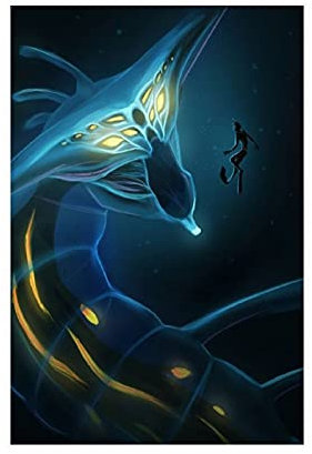 LINYUYI Subnautica 9 Leinwand-Poster, Schlafzimmerdekoration, Sport, Landschaft, Büro, Raumdekoration, Geschenkrahmen: 30 x 45 cm