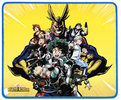 Konix My Hero Academia Tapis de Souris Gaming 32 x 27 cm - Base antidérapante - Surface en Silicone 3D - Jaune
