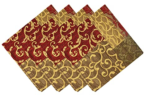 TOPLUXE Stoffservietten 4er Set 45x45cm, Servietten Waschbar, Tischdeko für Esstisch Home Kitchen Room Restaurant (Goldrot)