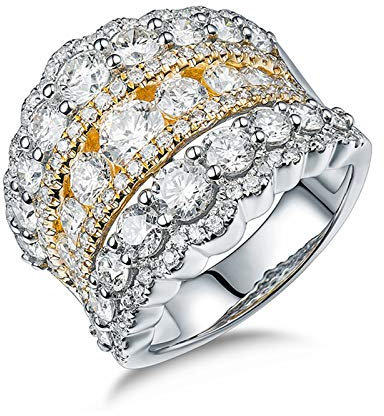Damenring XXL 18K(750) Weißgold, 3.4ct Diamant Ehering mit Gravur Bands Zum Muttertag Größe 62 (19.7)
