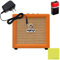 Orange Crush Amp Mini 3W Analogue Combo Battery Powered Amp Bundle with AC Power Adapter, 9V Battery & Polishing Cloth - Electric Bass Guitar Amp, Portable Practice Amp, Mini Speaker Amplifier