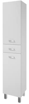 VBChome Hochschränke 170 cm Weiß Unterschrank Chromgriffe 2-Türen 1-Schublade Badezimmerschrank Badschrank Hochstehender Badezimmerschrank