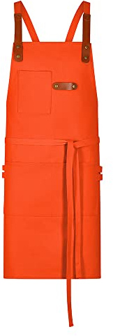 EXNER Grill- & Latzschürze aus 100% Baumwolle – Robuste Canvas-Schürze mit Taschen & Kreuzbindung – Arbeits- & Kochschürze für BBQ, Küche & Handwerk