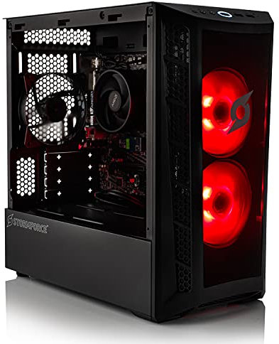 Stormforce Onyx Gaming PC Bundle - AMD Ryzen 5 4600G, Radeon Vega 7, 240GB SSD, 8GB, WiFi, Win 11 + 24″ ASUS Gaming Monitor, Keyboard and Mouse Bundle
