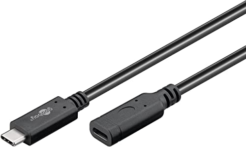 Goobay 61038 USB C Verlängerung 1m USB 3.2 Gen 2 / USBC Schnellladekabel 60W 20V 3A Ladekabel/USB-Kabel 10 Gbits/USB Verlängerungskabel 1m