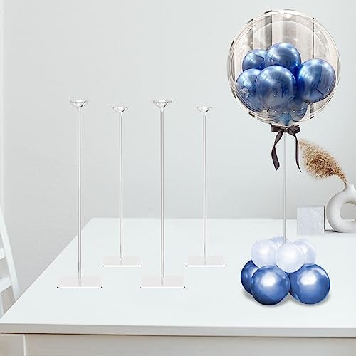TEKXYZ 60CM Hoher Klarer Acryl-Luftballon Ständer Für Tischmittelpunkt-Dekoration, Set Aus 4 Stück, Wiederverwendbarkeit