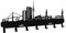steland metallmanufaktur® Hamburg Skyline Schlüsselboard aus Stahl, Schlüsselbrett und Halterung für Schlüssel, Jacken, Handtücher (Schwarz, Hamburg)