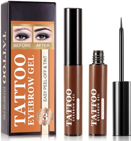Mikabila (03) Gel De Cejas Peel Off,Tinte en Gel para Cejas,Gel para Cejas de Larga Duración,Resistente al Agua,Color Semipermanente,Gel De Cejas Tatuadas Impermeables Dark Brown