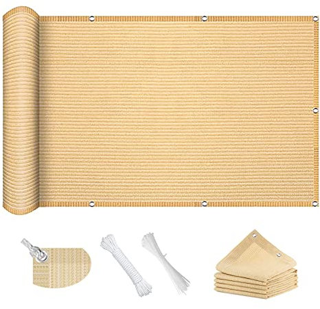 Toldo Vela, Toldo Parasol 5.5 x 5.5 m Transpirable protección UV Rectangular Toldos Exterior Incl Cuerdas de sujeción para Patio Jardín balcón, Color Crema