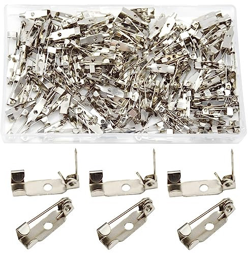 Hocansen 200 Stück Sicherheitsnadel Broschennadeln 15mm Silberfarbene Brosche Sicherheitsverschlussstifte mit Löchern für Schmuckherstellung und DIY-Broschenhandwerk(15mm/ZB-C)