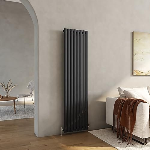 Heilmetz Designer Radiator Vertical Anthracite Radiators Column Radiator Oval Panel Rad Modern Heater Central Heating Systems 1800 x 472mm