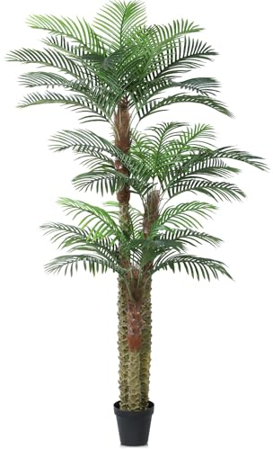 SOGUYI Palmier Plante Artificielle Exterieur, 240cm Résistant aux UV Faux Palmier Tropical, Grande Palmier Artificiel pour Patio Extérieur, Bord de Piscine, Pelouse, Porche Décoration(1 Pièce)