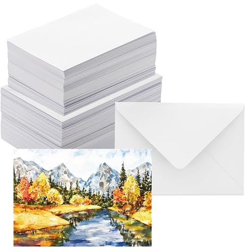 ANSSDO Blank Note Cards and Envelopes 5x7 NOT FOLDED, Heavyweight White Cardstock with Envelopes for Invitations Card Making Supplies and Office Stationery Cards with Envelope