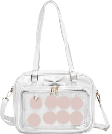 CVZQTE Bowknot Messenger Bag für Frauen Ita Bag Handtasche Mädchen Kleine Umhängetasche JK Anime Satchels Transparent Crossbody Bag, weiß
