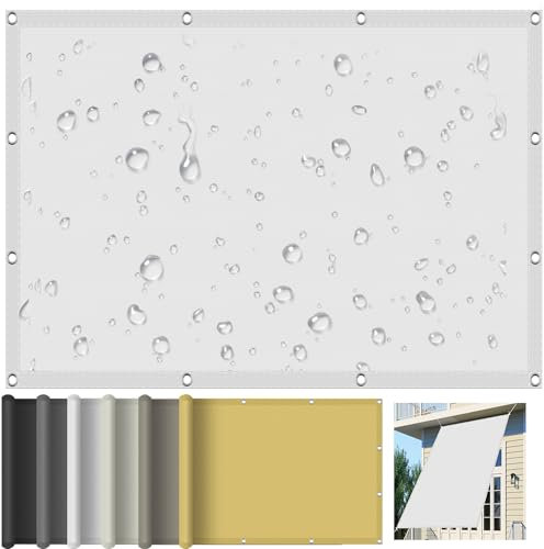 Sonnensegel Rechteck Wasserabweisend 90 x 540 cm Sonnenschutz Markise 95% UV Schutz Polyester für Pflanze Pergola Zaun Balkon Außen Hof, Weiß