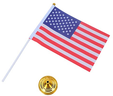SEWACC 48stücke Teiliges Usa Flaggen Für Schreibtischdekoration Fahnen Mit Goldenen Rundbasen Für Büro Partys Und Nationale Feiertage Uv-beständig Und Langlebig