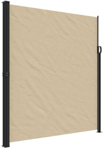 vidaXL Seitenmarkise, Sichtschutz Ausziehbar, Windschutz Sonnenschutz für Garten Balkon Terrasse, Seitenrollo Seitenwandmarkise, Beige 220x300cm