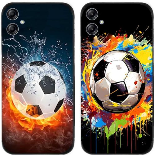 Generisch 2 Stück Bunter Fußball Musterdruck TPU Silikon Gel Handy Hülle Schutz Schutzhülle für Samsung Galaxy (A05)
