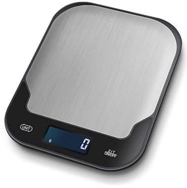 Pitasha Báscula Digital de Cocina 10kg,22lb Báscula de Alimentos para Cocina,g/kg/ml/lb/oz/milk/ml y Función de Tara, Precisión de 1 gramo, Acero Inoxidable Premium con Pantalla LED