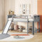 IUIBMI Kinder-Hochbett, Etagenbett mit Treppe und Rutsche, Hochbett für Kinder, Kleinkinder, 90 x 200 cm, Grau