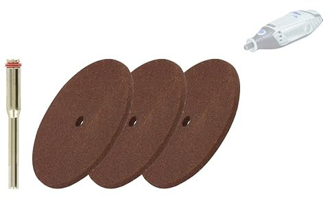 TIVOLY - Lot de 3 Disques Résinoïdes Ø32mm + Pilote - Tronçonnage, Entaillage et Découpe du Plastique et du Métal - Attache : Queue Cylindrique Ø3,2mm - Pour DREMEL/PROXXON