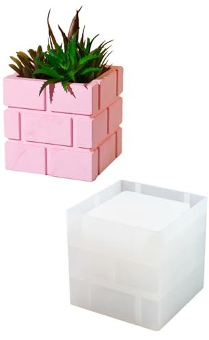 Ldabrye Silikon-Kerzenformen für Kerzenherstellung, quadratisch, Ziegel, geschnitzt, Harz, Silikonformen für Sukkulenten, Pflanzgefäß, Kerzenhalter, Teelichthalter, Bleistiftbehälter, Harzform für