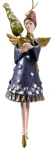 Engel Weihnachten Baumschmuck Figur Deko Hänger Christbaumschmuck Ornament 15 cm (dunkelblau mit Bäumchen)