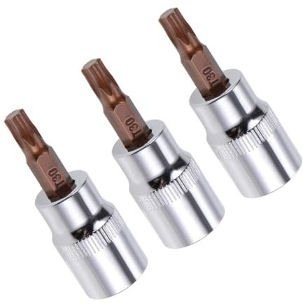 TA-VIGOR 3Pcs Torx Bit Socket, 3/8 Drive x T30 CR-V Key Socket, Premium S2 Steel Bits, Torx Bit with 48mm Length for Ratchet Wrench, Torque Wrench, Slide Bar, Impact Power Drills