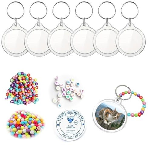 6 Stück Schlüsselanhänger Foto Anzug, Foto Schlüsselanhänger Personalisiert Bringen Sie DIY Perlen, Schlüsselanhänger Personalisiert Transparent Fotoanhänger Mit Schlüsselring Bild Anhänger