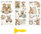 Peacoblue Rub on Transfers for Crafts 3Pcs Vintage Teddy Bear 15cmx30cm, UV DTF Waterproof Furniture Transfer for Chest of Drawer Dresser Porcelain Wood Glass Plastic