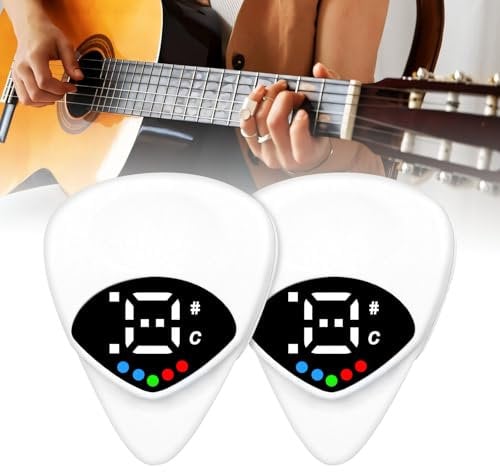 Mesen 2 in 1 Gitarren Stimmgerät, Plektrum Tuner Gitarre, Kapodaster Gitarre, 12 gleiche Temperamente in, Gitarren-Stimmgerät mit Farbbildschirm, Präzisionstuner, Plektrum für Gitarre, Bass, Ukulele