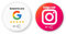 Mix-Set aus 1x Instagram & 1x Google Bewertungs Sticker – Doppelpack – frei programmierbar & jederzeit änderbar – 3 cm Ø – Ideal für Studios, Salons & POS