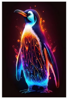 MWANG Leinwand-Poster, buntes Neon-Pinguin, Wandkunstdruck, Bild, Gemälde, 30 x 45 cm