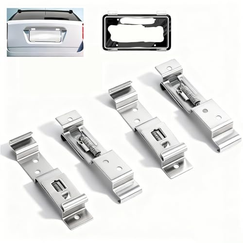 DIYCUT 4 Piezas Portamatriculas Coche, Soporte Matricula Remolque | Clips para Matrícula de Coche, Plata, Acero Inoxidable, para Coches, Motos, Autocaravanas, Caravanas y Todos Vehículos