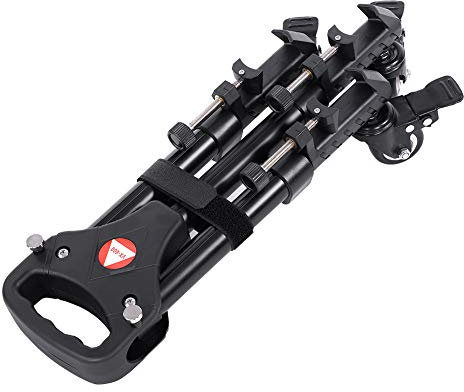 ZASCHMOY VX-600 Trépied Pliable Dolly avec 3 Roues Stand Pulley Base pour Une Caméra Universelle - Aluminium Léger, Système de Freinage Rapide