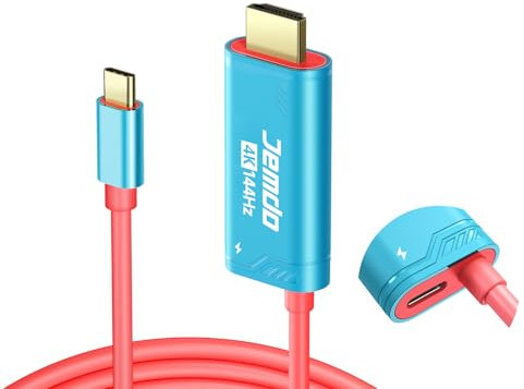 JEMDO Switch 2 USB C auf HDMI Kabel – Tragbares TV Dock, USB C HDMI Adapter 2.0, 2 m, 4K@144Hz, 18 Gbps, PD 100 W, Kompatibel mit Nintendo Switch 2/OLED/2017, Steam Deck, ROG Ally – Blau