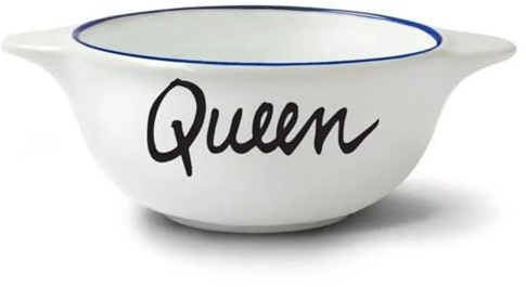Générique Bol breton “Queen” revisité – Faïence 30 cl – Filet bleu peint main – Fabrication française – Cadeau original et élégant