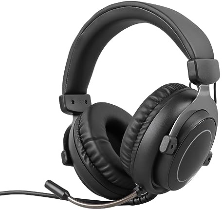 Sorandy Kabelgebundenes Gaming-Headset, Bequeme Ohrmuscheln mit Verstellbarem Kopfbügel, RGB-Beleuchtung, USB- und 3,5-mm-Stecker, mit Abnehmbarem Mikrofon, für PC, Series X S