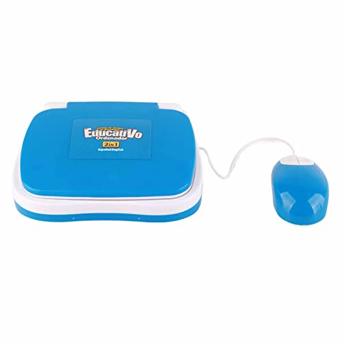 Generic Ordenador Portátil de Aprendizaje Bilingüe para Niños, con Función Musical, Inglés, Español, Material Educativo ABS (Blue)