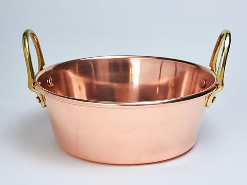 Paiolo in Rame Liscio per Polenta, Marmellate, Confetture e Sciroppi – Pentola Tradizionale in Rame con Manici in Ottone – Cottura Uniforme – Vari Diametri 14-50 cm (20 cm)