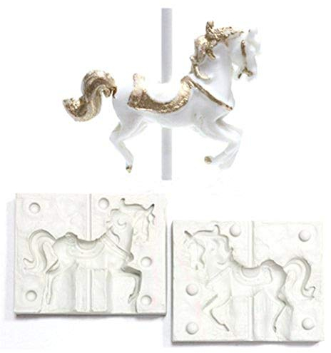 Eubaifeng 1Set 72mm 60mm Colore Casuale Carosello 3D Cavallo Forma Decorazione Torte Antiaderente Stampo in Silicone, Cioccolato, Caramelle, Jelly, Gelato, Ripieno Creativo Dessert Fai-Da-Te Stampo