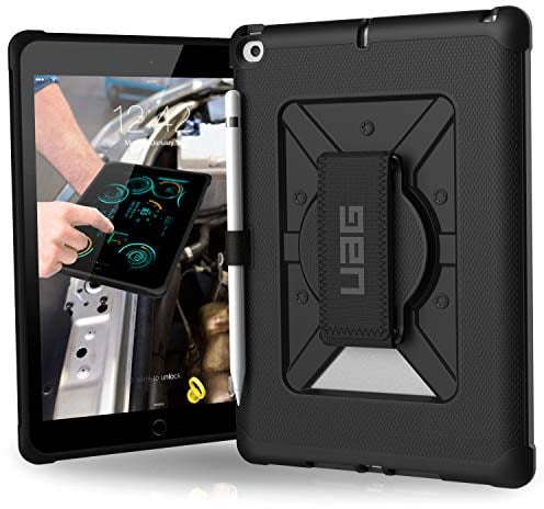 Urban Armor Gear Metropolis für Apple iPad 9.7 (2018 & 2017) / iPad Air Hülle nach US-Militärstandard - [360° Handschlaufe, Stylus-Halter] - schwarz