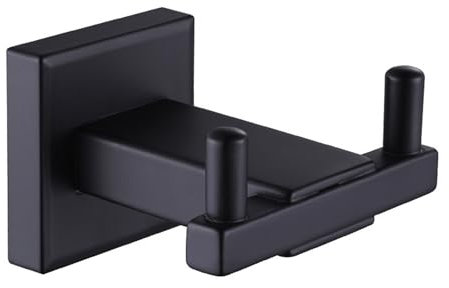 SEIDO Matte Black Double Towel Hooks, SUS 304 Stainless Steel Coat/Robe Clothes Hook for Bathroom/Kitchen/Garage Wall Mounted (3 Pack), SD-88208 MB