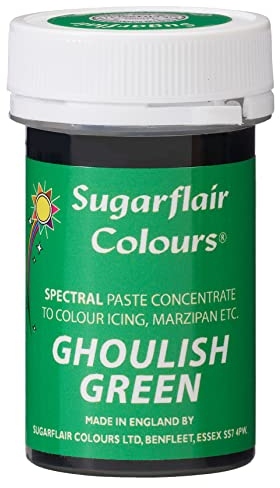 Sugarflair Spectral Ghoulish Green Lebensmittelfarbe Paste, hochkonzentrierte Lebensmittelfarbe für Buttercreme, Zuckerpaste, Royal Icing, Kuchenmischungen und mehr! Lebensmittelfarbstoff - 25g
