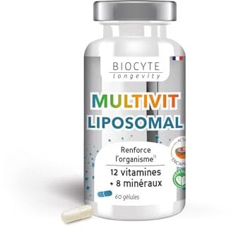 BIOCYTE Multivitamines Liposomal - Complément Alimentaire Système Immunitaire - Vitamines, Fer, Zinc, Cuivre, Chrome - 60 Gélules - Programme de 30 jours